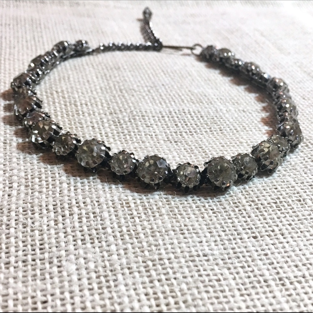 Vintage glam choker, rhinestone & antique silver - Picture 3 of 5